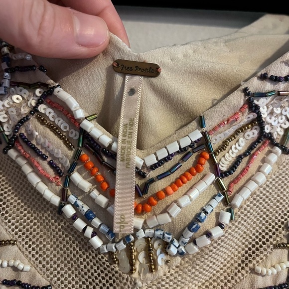 Free People Ancient Mystery Beaded Chiffon Shift Dress Womens Small Boho Style - Picture 2 of 8